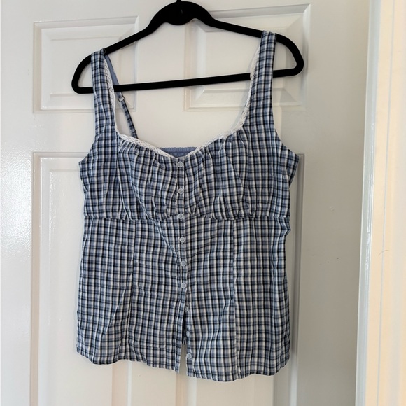 Hollister Blue and White Checkered Blouse - NWT - L - Picture 2 of 5